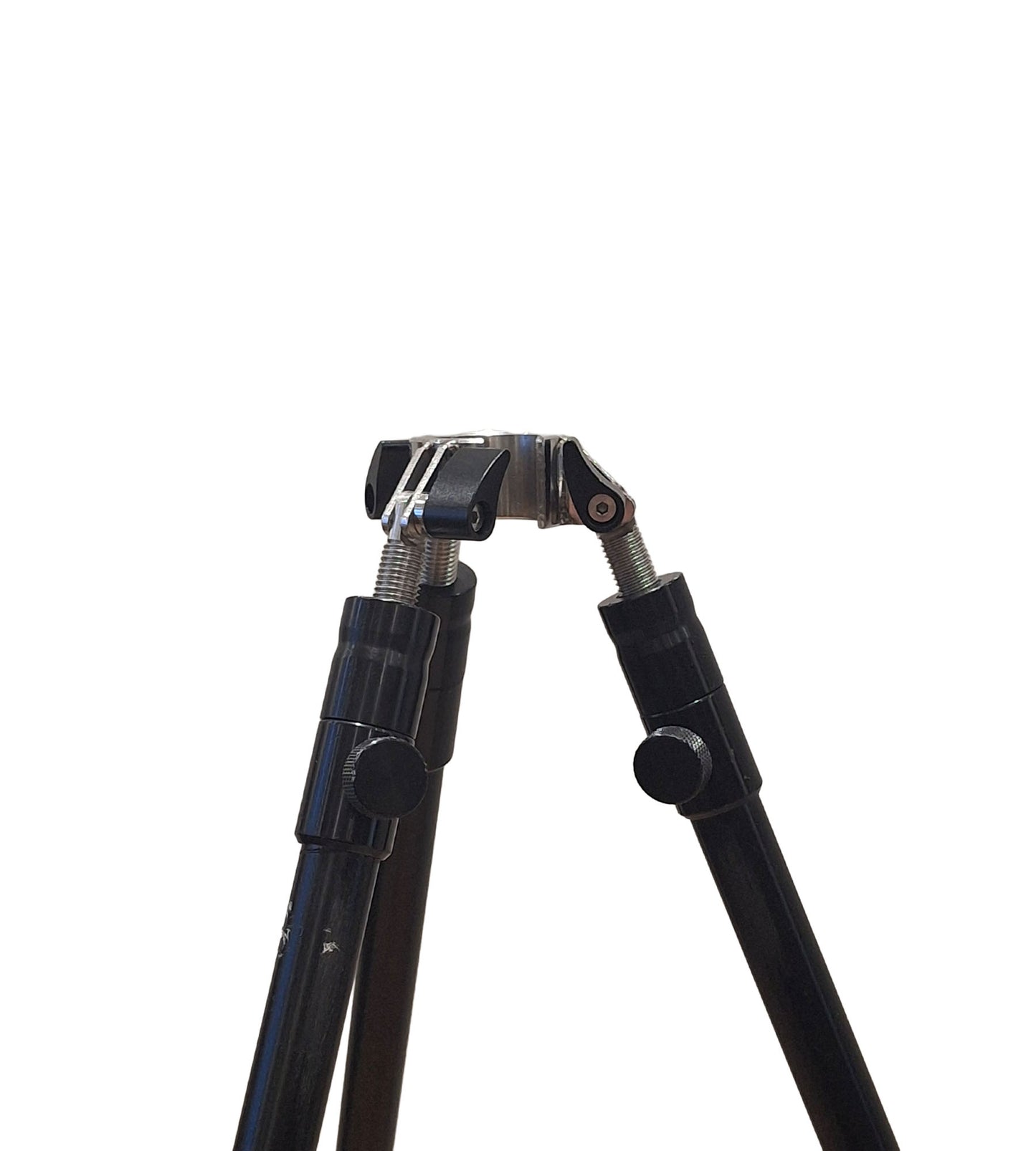 LumiTripod close-up van bankstick-verbinding – 2 banksticks bevestigd aan de RVS klem