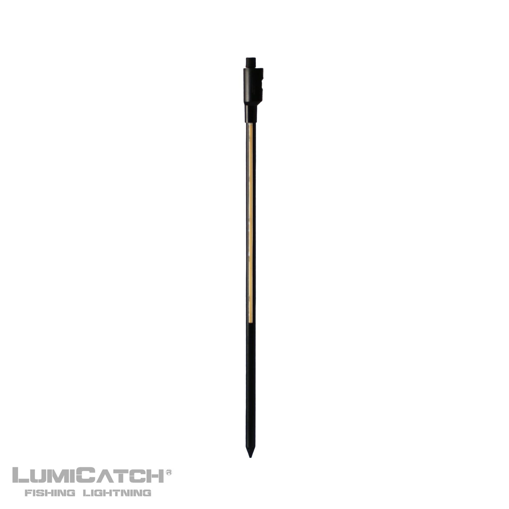 LumiCatch Basis vislamp volledig uitgeschoven op witte achtergrond – aluminium stok met geïntegreerde LED-strip