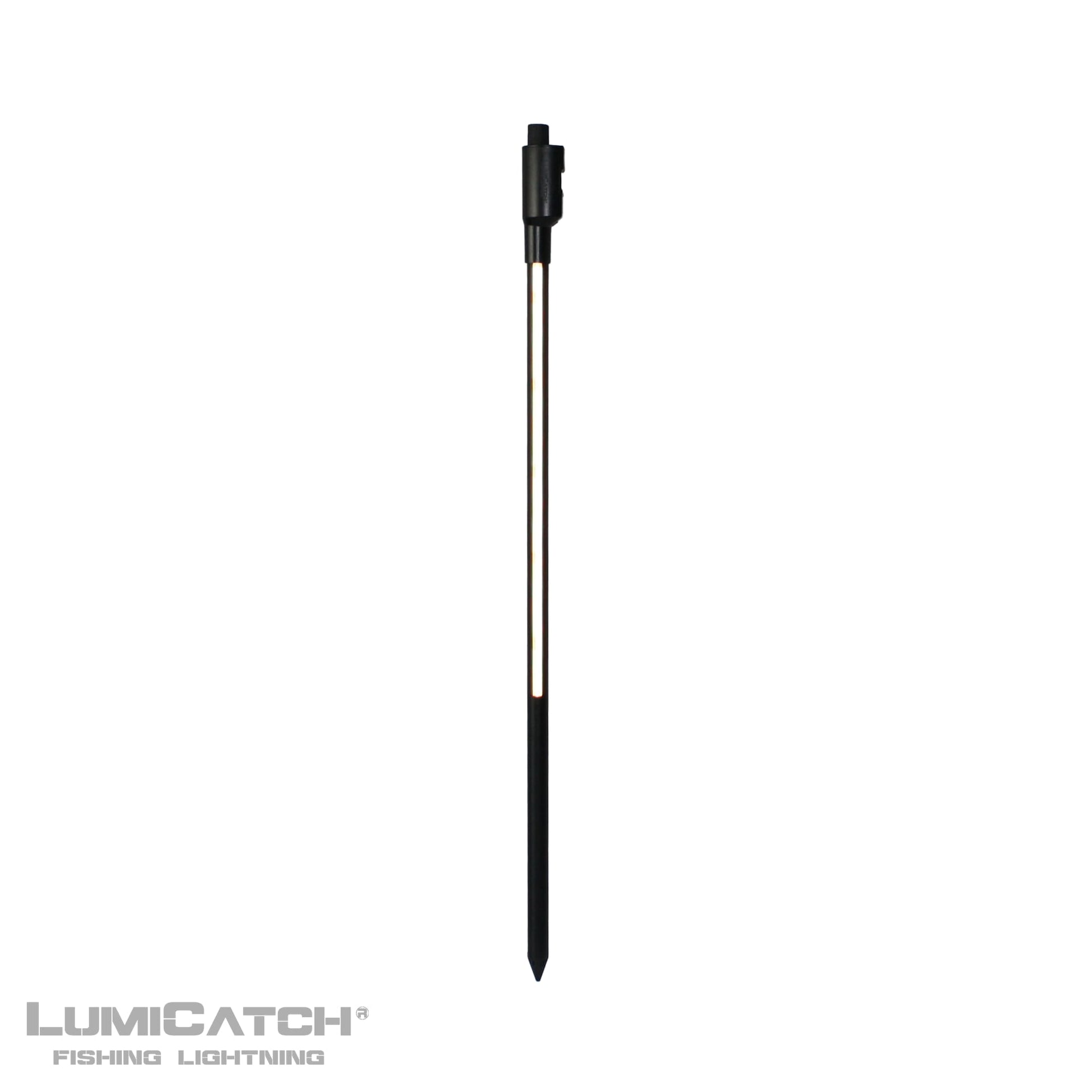 LumiCatch Support vislamp volledig uitgeschoven op witte achtergrond – aluminium stok met LED-strip